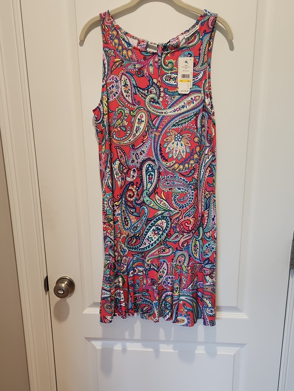 Sleeveless Paisley Shift Dress - Pink Multi
